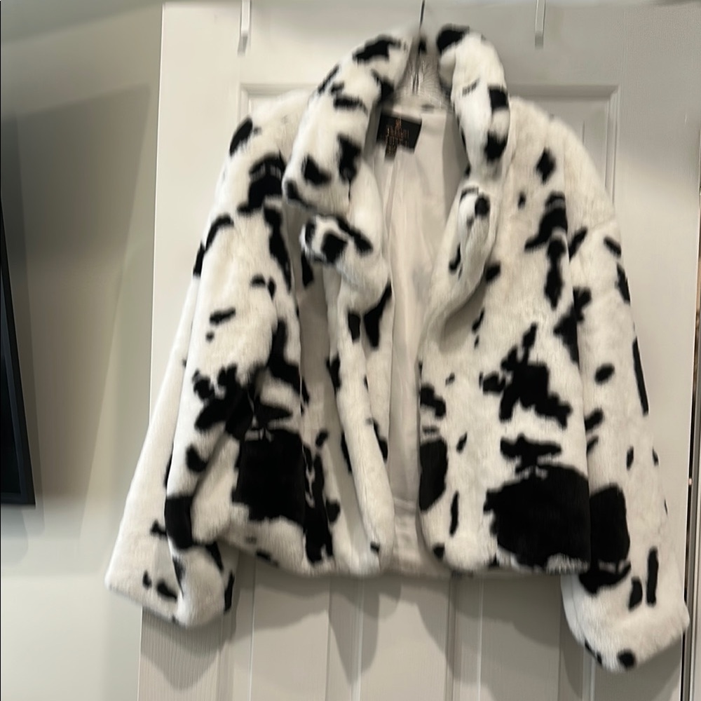 Black and White Faux Fur Jacket